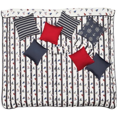 SCANquilt přehoz na postel KLASIK regata smetanovomodročervená 135 x 250 cm