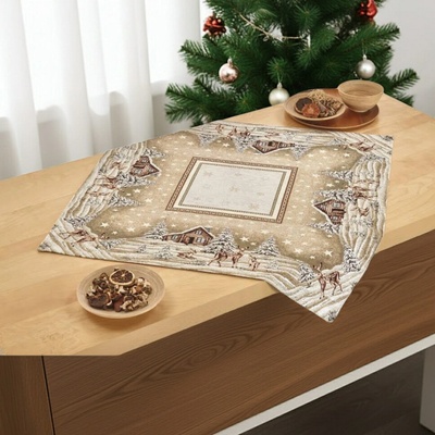 Mondo Vánoční Gobelínový ubrus Chenille IT030 Béžová 90x90cm