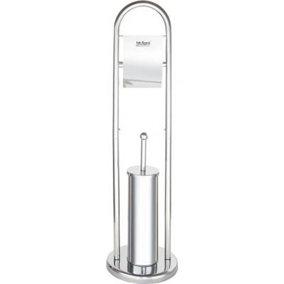 Стойка за тоалетна с поставка и четка Inter Ceramic - 3812C, металик (3812C)