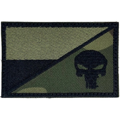 Nášivka s polskou vlajkou - Punisher 75 x 45 mm - matná