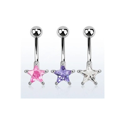 Piercingate Piercing do pupíku hvězda PBP00307 Čirá