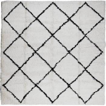 Шаги килим с дълъг косъм, модерен, кремав и черен, 240x240 см