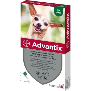 Advantix Spot-on pro psy do 4 kg 1 x 0,4 ml