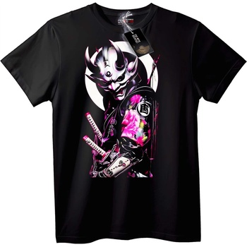NOONEBRAND Тениска Самурай Маска и Розови Цветя - XS, Black