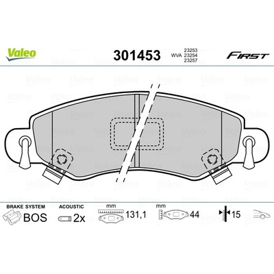 VALEO Sada brzdových platničiek kotúčovej brzdy 301453
