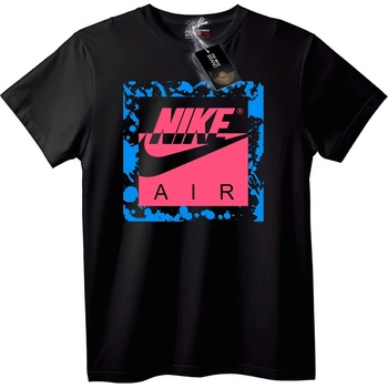 NOONEBRAND Nike Тениска Въздух Черно с Розово-Синьо - M, White
