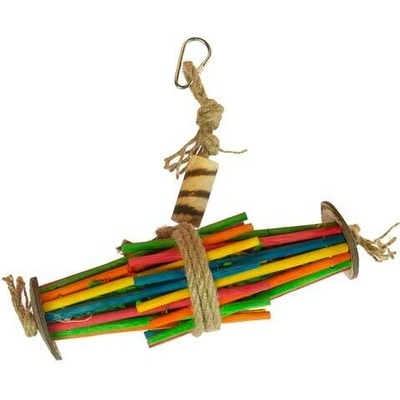 Duvo+ Play Time Závesná farebná hračka s kukuričnými listami a kokosom pre exoty 19x22,9x6cm