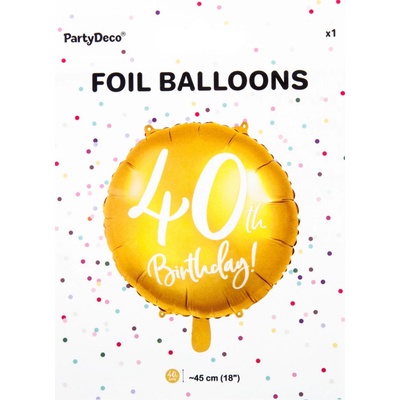 PartyDeco Fóliový balón 40tka zlatý