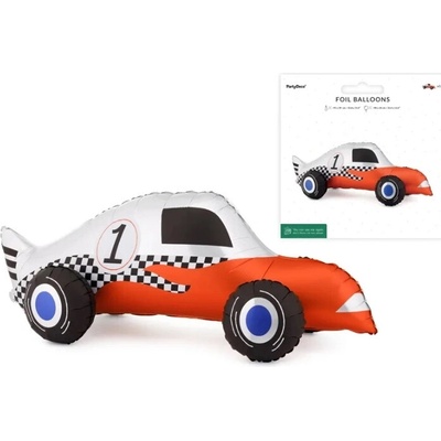 PartyDeco Balónek fóliový Závodní auto 90x34 cm