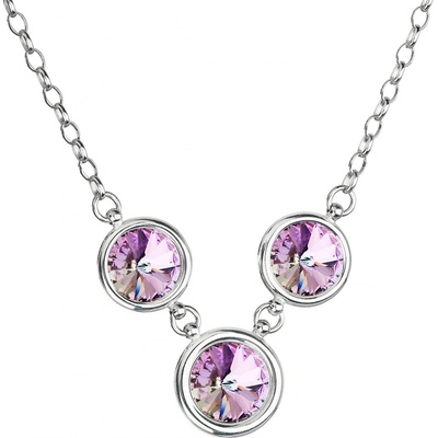 Pavona Stříbrný se Swarovski krystaly fialový kulatý 32033.3 Vitrail light