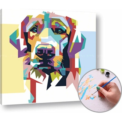 Maľovanie podľa čísel DOG LOVELY | nízka náročnosť - 50x50 cm - natiahnuté plátno na ráme
