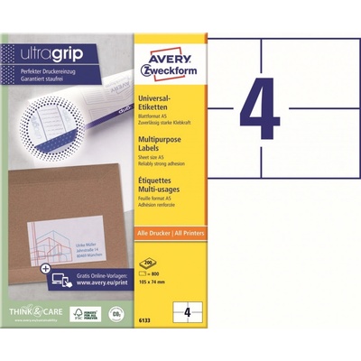 Avery Zweckform 6133 Samolepící etikety 105x74mm 800 ks bílá