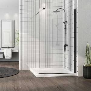 Fluminia Параван за душ кабина Mediterraneo Foxy Black 80x200 см матово черно, лесно почистващ се профил (W01SC01BL-80-V1)