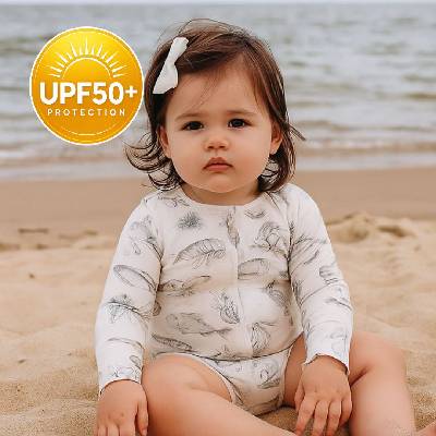 Swim Essentials детски цял бански с къдрички дълъг ръкав и UV защита UPF50+ - „Sea Life (SWE-2024SE1608)