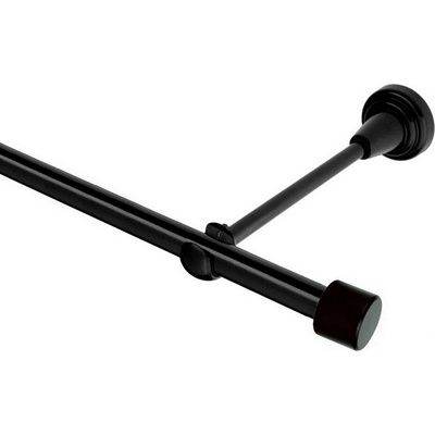 OK-GarnýžeCZ Garnýž kovová jednořadá 16mm Pullo černá 460 cm do stěny / na tunýlek - bez kroužků