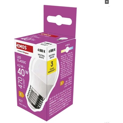 Emos LED žárovka Classic Mini Globe E27 4,2 W 40 W 470 lm neutrální bílá