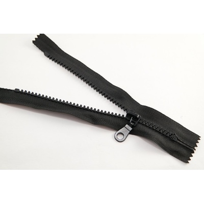 Nedeliteľny kostený zips č. 8 motorkársky hrubý - čierny - dĺžka 18 cm