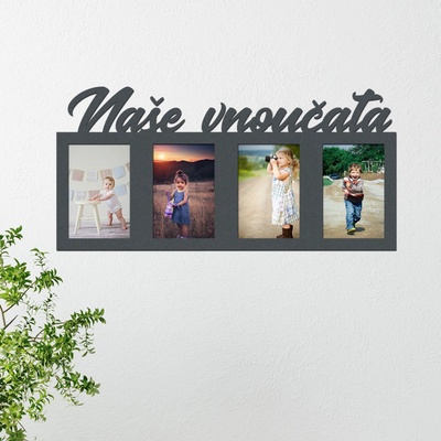 dřevo života Dřevěný fotorámeček Naše vnoučata Zvolte barvu dekoru: Antracitová, Velikost fotografie: 10x15, Počet fotorámečků: 4