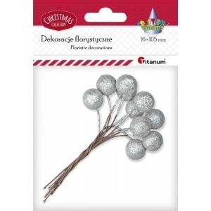 TITANUM 15mm silver glitter ball wire 10pcs