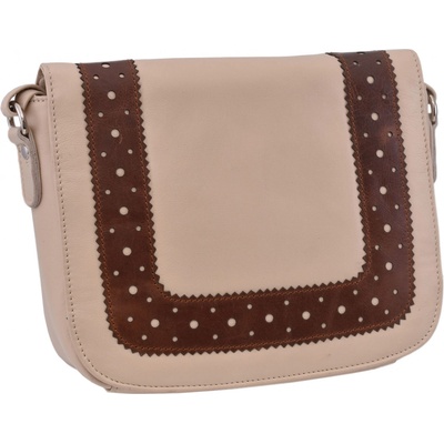 Mercucio dámská kožená crossbody kabelka béžová 250119