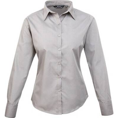Premier Workwear Dámska košeľa s dlhým rukávom PR300 Silver