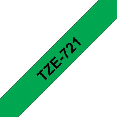 Brother TZe-721, zelená / černá (9mm, laminovaná) TZe721