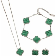 Glory Dámsky oceľový set Clover green strieborný 664