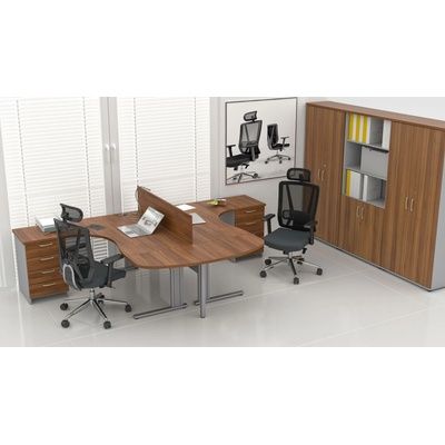 NABYTEK-DESIGNOVY.CZ - ZEP 2.12P 19 Sestava kancelářského nábytku Komfort 2.12 ořech/šedá