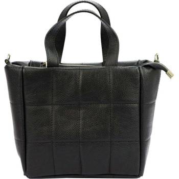Luka Černá kožená kabelka 20-021 Dollaro kufřík s odnímatelným popruhem a zlatými kováními