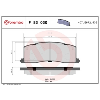 Sada brzdových platničiek kotúčovej brzdy BREMBO P 83 030