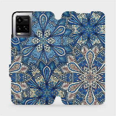 Flipové pouzdro Mobiwear - Vivo Y33s - V108P Modré mandala květy (Knížkové flip pouzdro, obal, kryt na mobil Vivo Y33s - V108P Modré mandala květy, materiál Umělá kůže + TPU - ochrana 360°, stojánek,