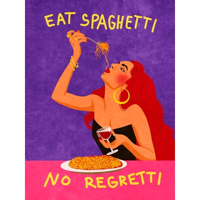 Plagát, Obraz - Eat spaghetti no regretti, Raissa Oltmanns, 30 × 40 cm