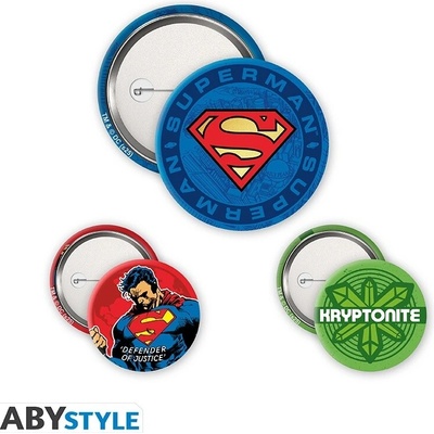 ABYstyle Sada odznaků logo a Kryptonit Superman