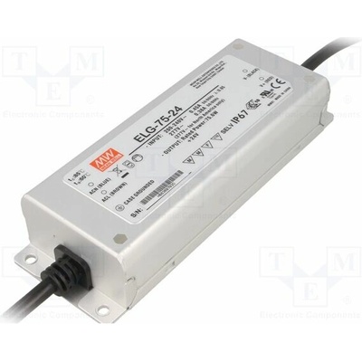 MEAN WELL ELG-75-24 Napájecí zdroj: spínaný; LED; 75,6W; 24VDC; 3,15A; 180÷295VAC; IP67