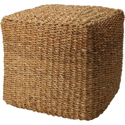 Home Styling Collection Pufa z mořské trávy, 40 x 40 x 38 cm hnědá