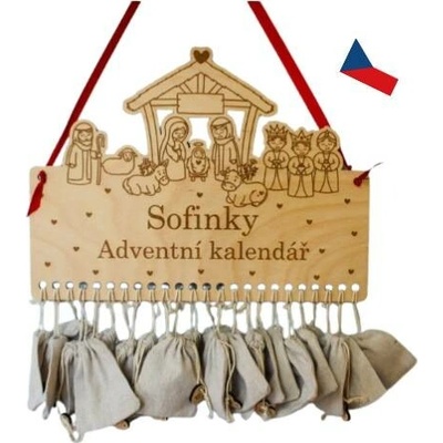 JH WoodArt Dřevěný adventní kalendář s personalizací A bez sáčků