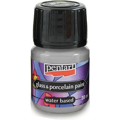 Pentart Farba na sklo a porcelán 30 ml strieborná