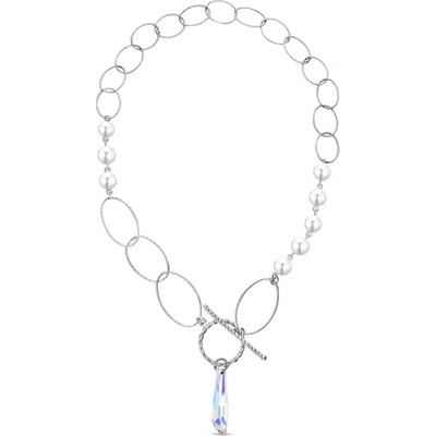 Spark Stříbrný s bílými perlami a měnivým krystalem crystalactite N6017AB8W