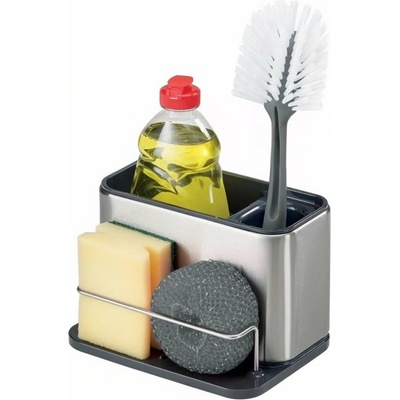 Joseph Joseph Stříbrno-černý nerezový stojan na mycí prostředky Surface Sink Tidy