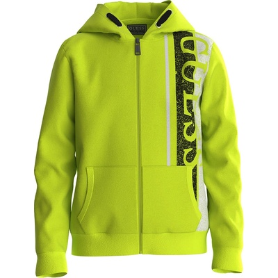 GUESS Едноцветен суичър за момче в зелено с контрастен надпис Guess