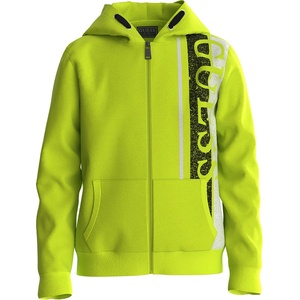 GUESS Едноцветен суичър за момче в зелено с контрастен надпис Guess