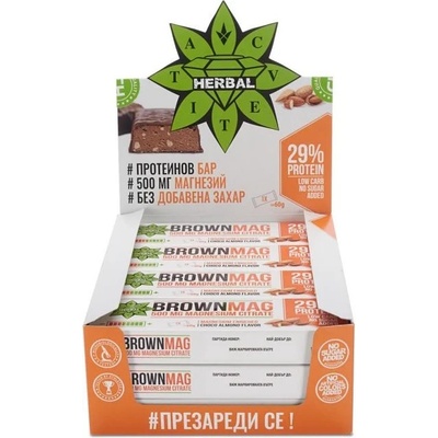 Cvetita Herbal BrownMag Протеинови барове, бадем, 12 броя, Cvetita Herbal