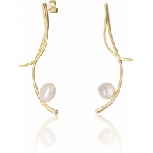 JwL Luxury Pearls Dlhé pozlátené náušnice s pravými barokovými perlami JL0682
