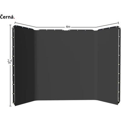 Fotověci Foto Pozadí Konstrukce Paravan Stěna 2,4x4m Výběr Variant Přenosná Šatna Varianta: Černá – Zboží Živě