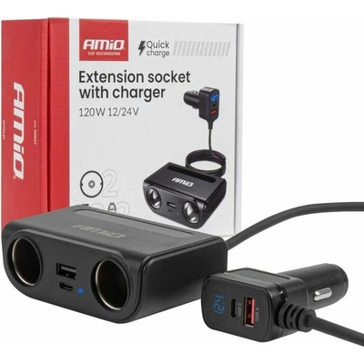Amio 04837 Prodlužovací zásuvka s nabíječkou USB-C USB-A QC3.0 PD3.0 120W - – Hledejceny.cz