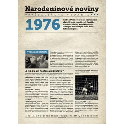 Narodeninové noviny 1976 s vlastnou fotografiou a textom S fotografiou a textom