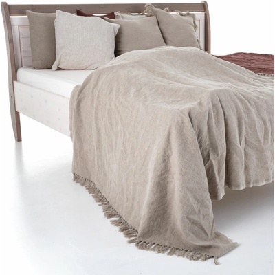 Tom Linen přehoz na postel Ľanový so strapcami Natural 140 x 170 cm