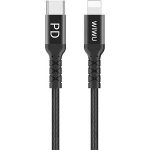 WIWU iPhone 14 Plus / 14 Pro Max / 14 Pro WIWU кабел за данни Type-C - Lightning, 100 см, ЧЕРЕН (WP101_B)