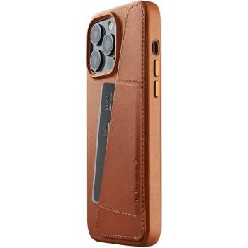 Mujjo Full Leather MagSafe Wallet Case - премиум кожен (естествена кожа) кейс с MagSafe за iPhone 14 Pro Max (кафяв)