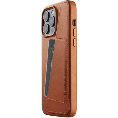 Mujjo Full Leather MagSafe Wallet Case - премиум кожен (естествена кожа) кейс с MagSafe за iPhone 14 Pro Max (кафяв)